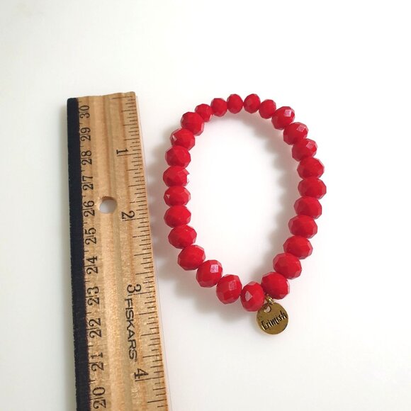 Erimish Red Faceted Bead Stretch Bracelet Charm Embellishment Fashion Jewelry - Picture 3 of 4